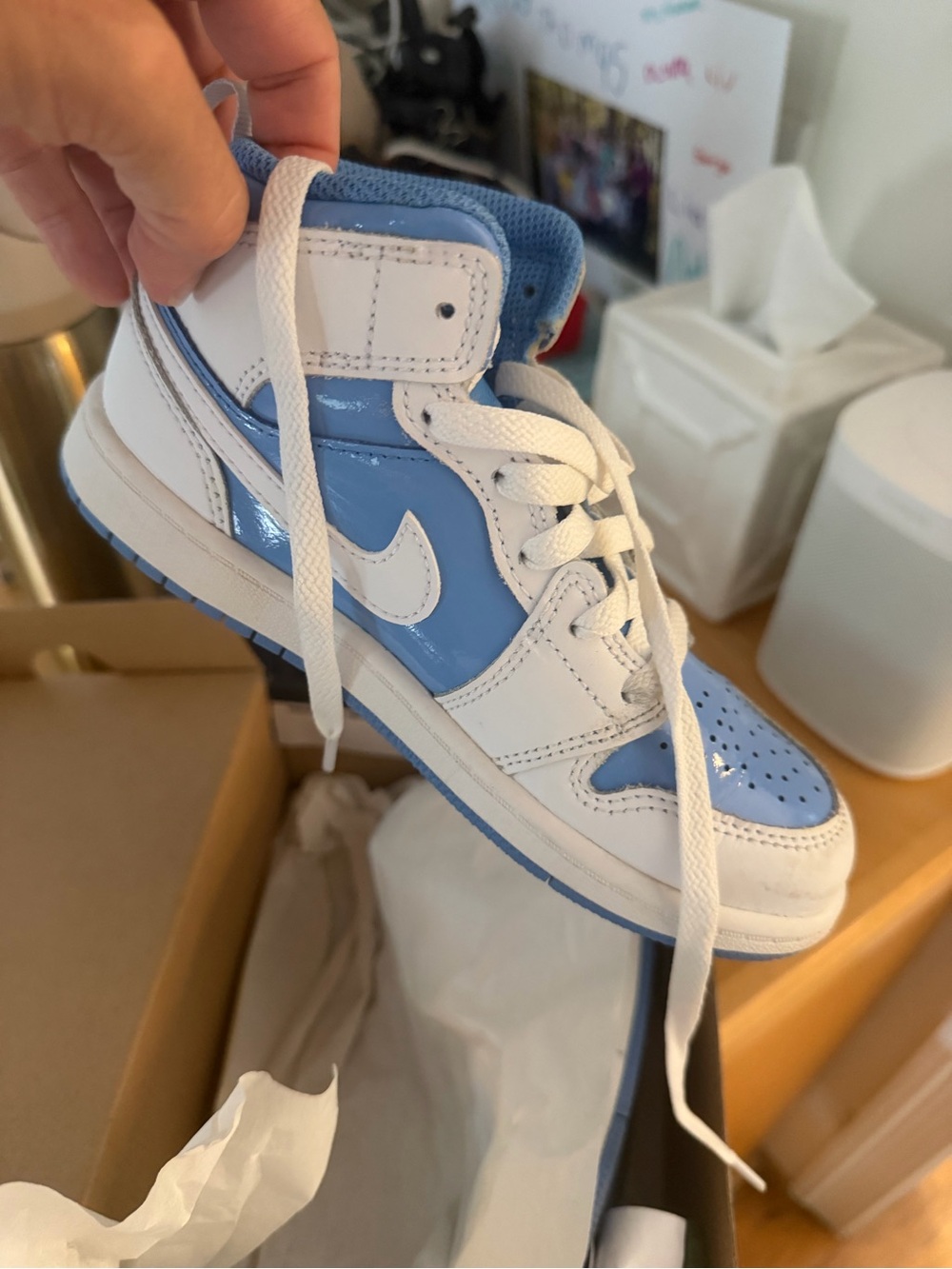 Nike Kids Michael Jordan High-Top Sneakers in Light Blue and White
